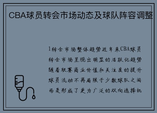 CBA球员转会市场动态及球队阵容调整